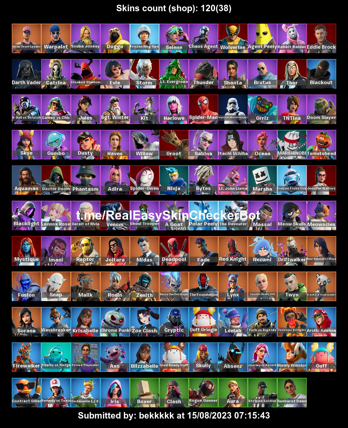 FORTNITE . Full access. 110 skins . Chaos agent . Twyn . Raptor . STW ...