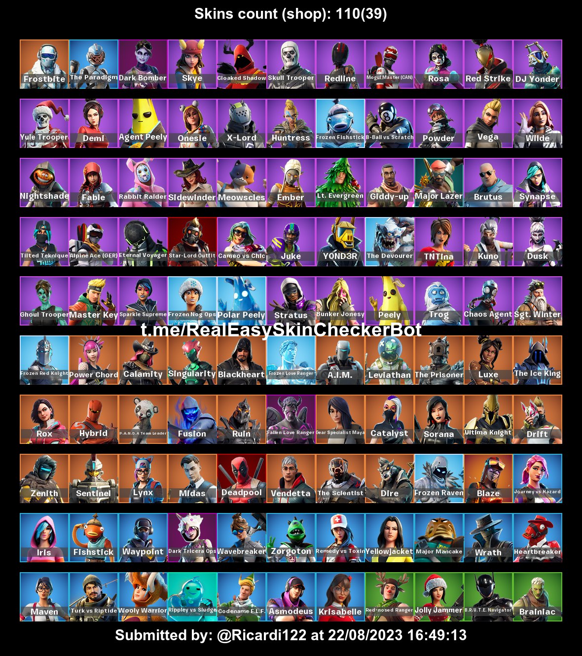 110 Skins F/A PC (N) : Skull Trooper / Juke / The Paradigm / Ghoul ...