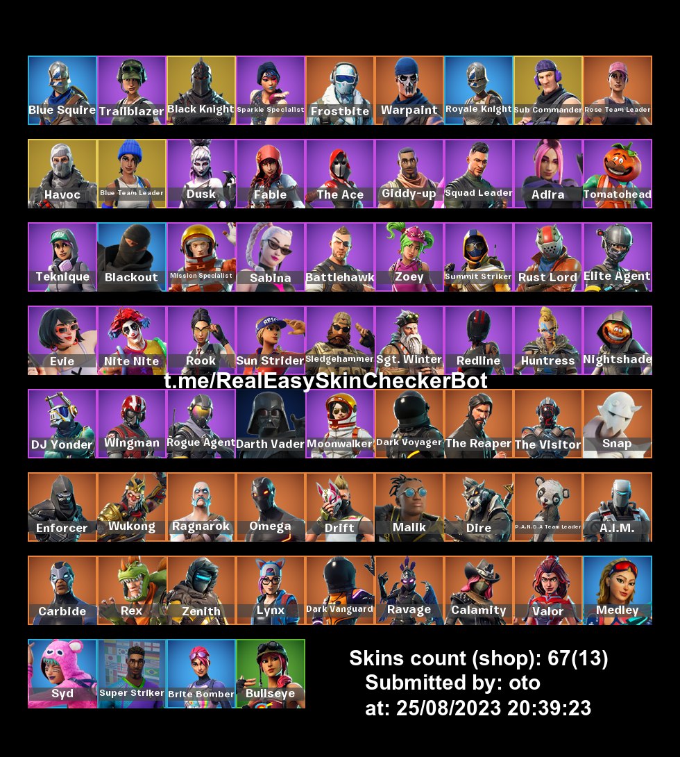 FORTNITE 67 SKINS FULL ACCESS BLACK KNIGHT SPARKLE SPECIALIST BLACK ...