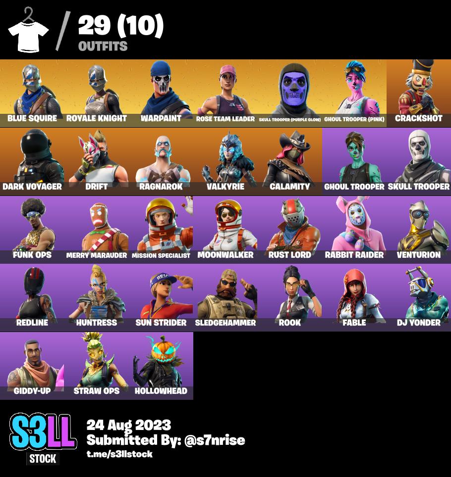 29 Skins + OG Ghoul Trooper (pink) + OG Skull Trooper (purple)+ Raider ...