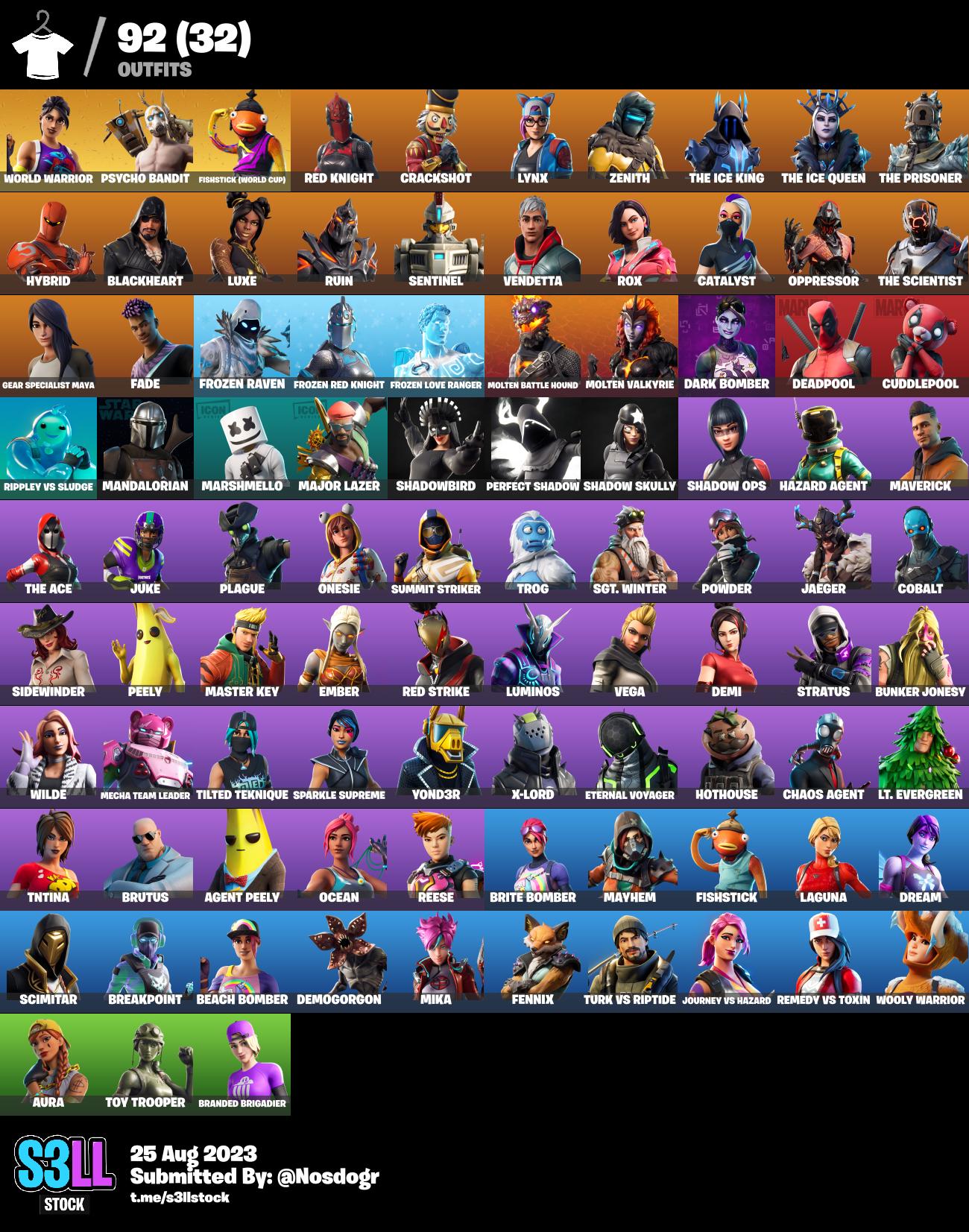 92 SKINS FA - WORLD WARRIOR - FISHTICK - PSYCHO BANDIT - LYNX - NSD88 - iGV