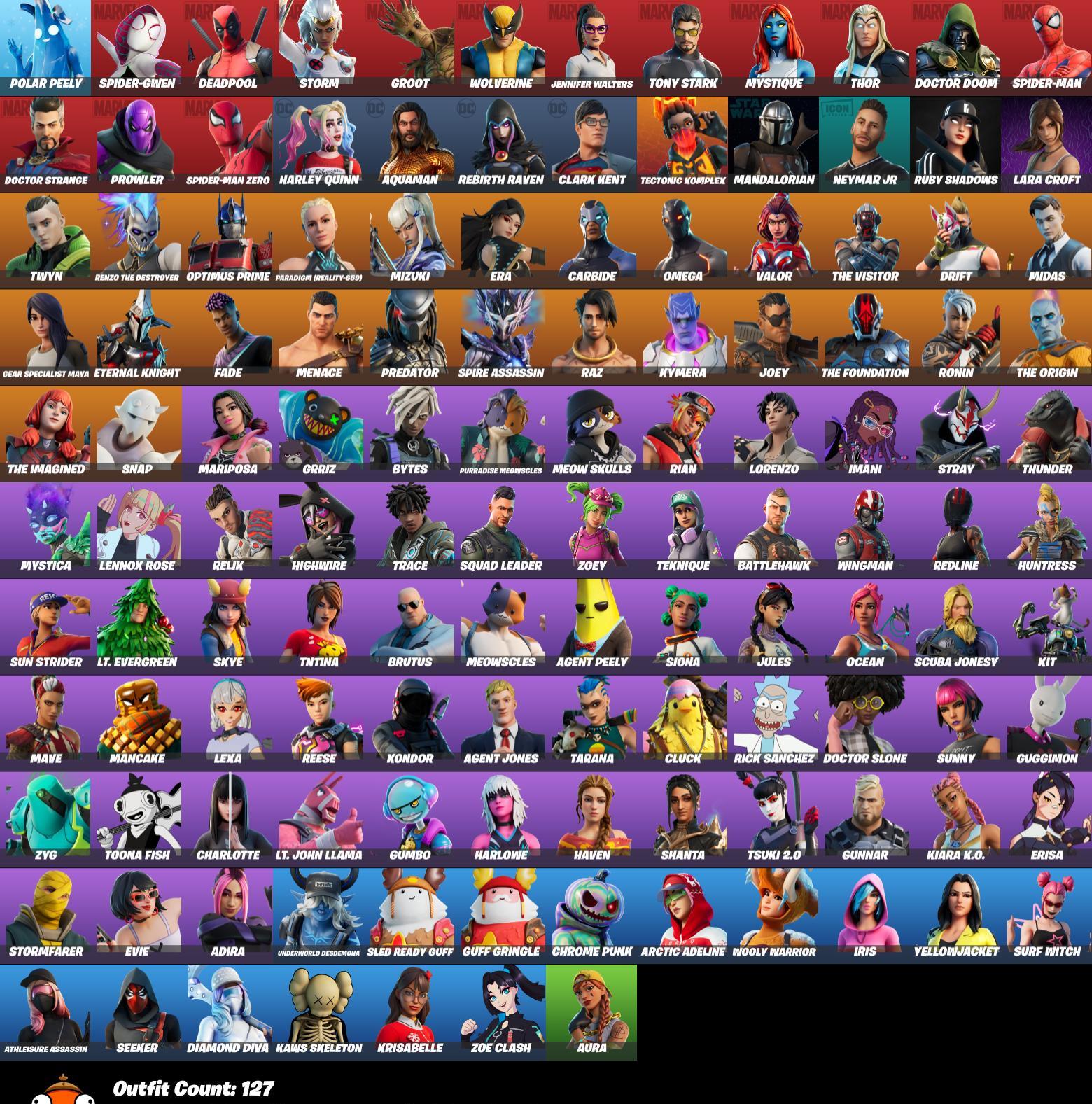 FORTNITE | 127 SKINS | FULL ACCESS | LINKABLE TO XBOX AND PSN | Omega ...