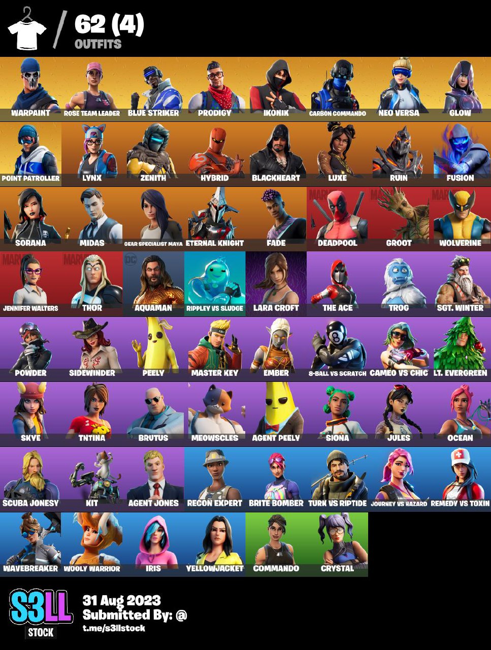 PC] 62 Skins - Ikonik - Glow - Neo Versa - Recon Expert - OG STW - Lynx -  Tryhard - iGV