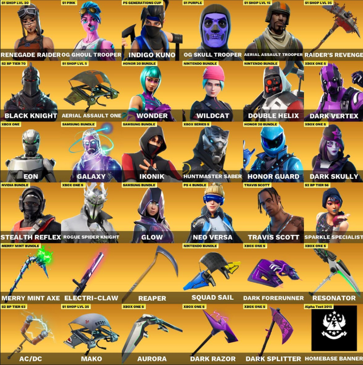 Renegade Raider + Ghoul Trooper (OG) + Indigo Kuno + Skull Trooper (OG ...