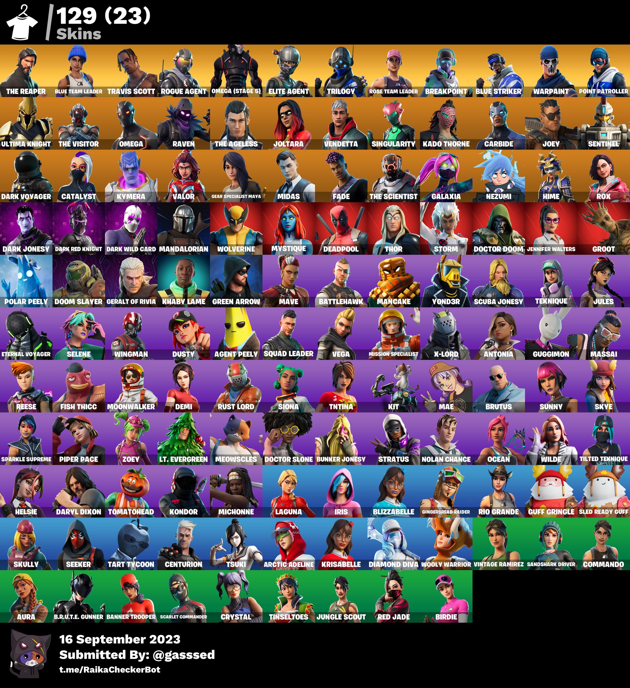 [PC/XBOX] 129 skins | OG STW | TRAVIS SCOTT | The Reaper | Rogue Agent ...