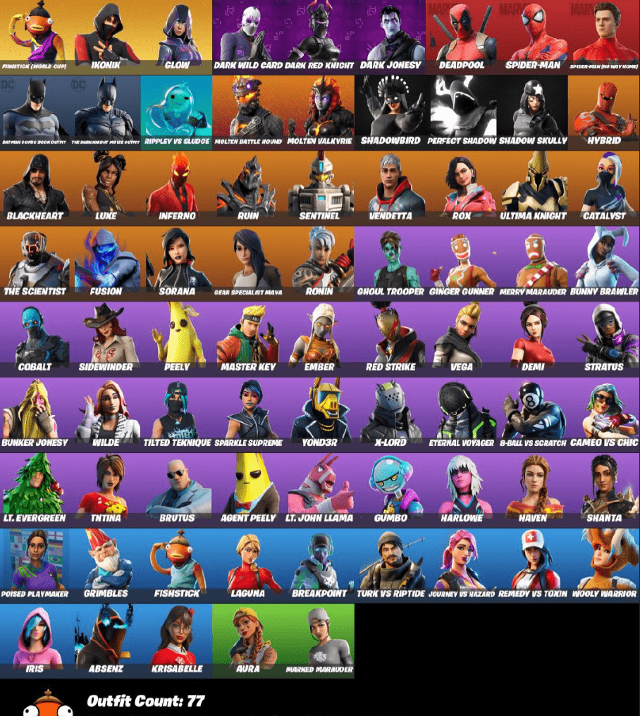 IKONIK + 77 SKINS / GLOW / FISHSTICK (WORLDCUP) / GHOUL TROOPER / SPARKLE  SUPREME / BLACKHEART / MERRY MINT AXE - iGV