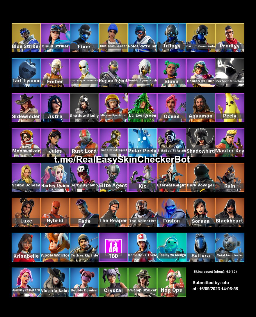 FROTNITE 62 SKINS FULL ACCESS HARLEY QUINEE THE REAPER PRODIGY - iGV