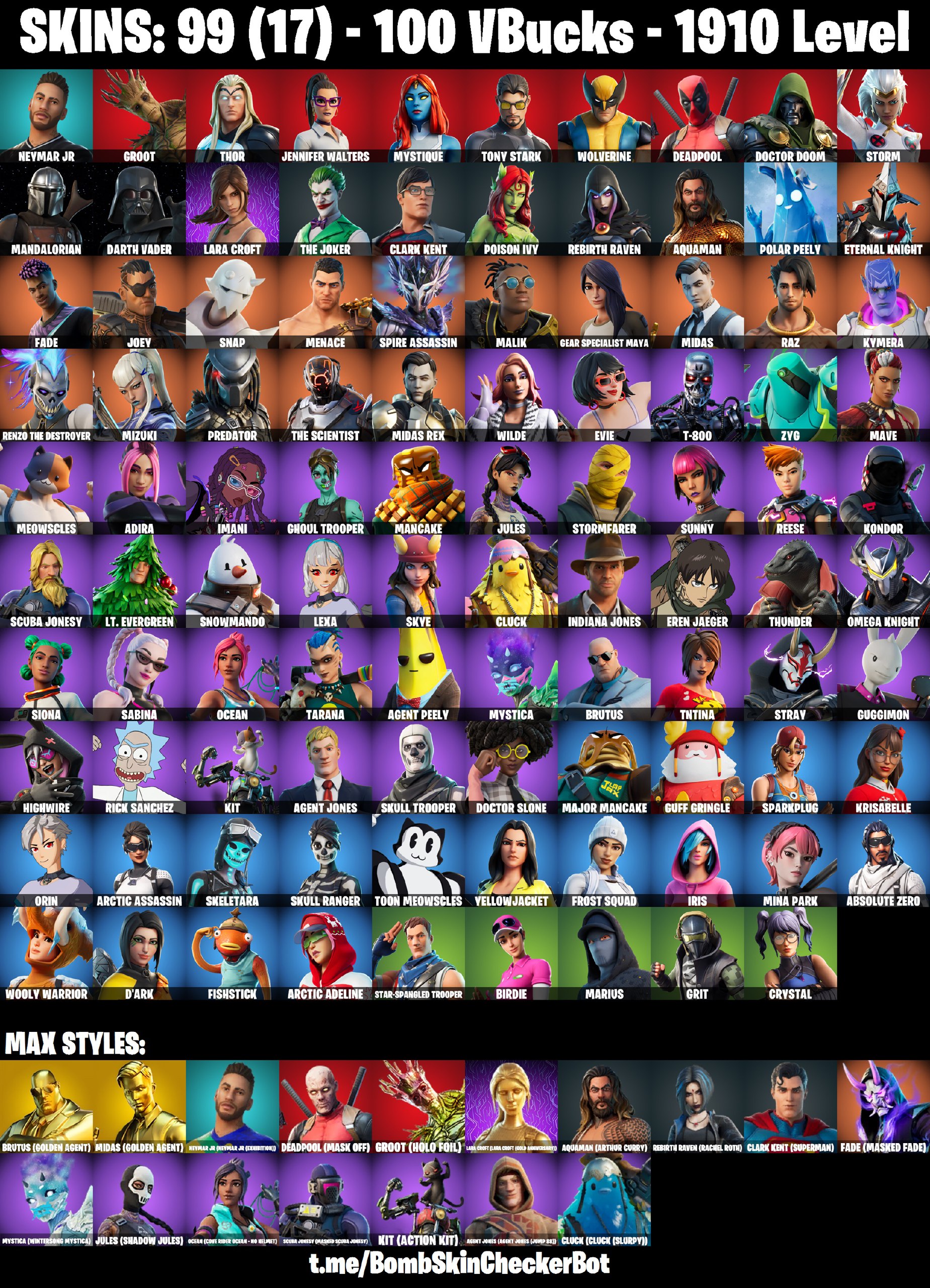 99 Skins PC/PSN/XBOX/NINTENDO Midas (Golden Agent)  Rebirth Raven (Rachel Roth)  Ghoul Trooper /FULL ACCESS WITH CHANGEABLE EMAIL