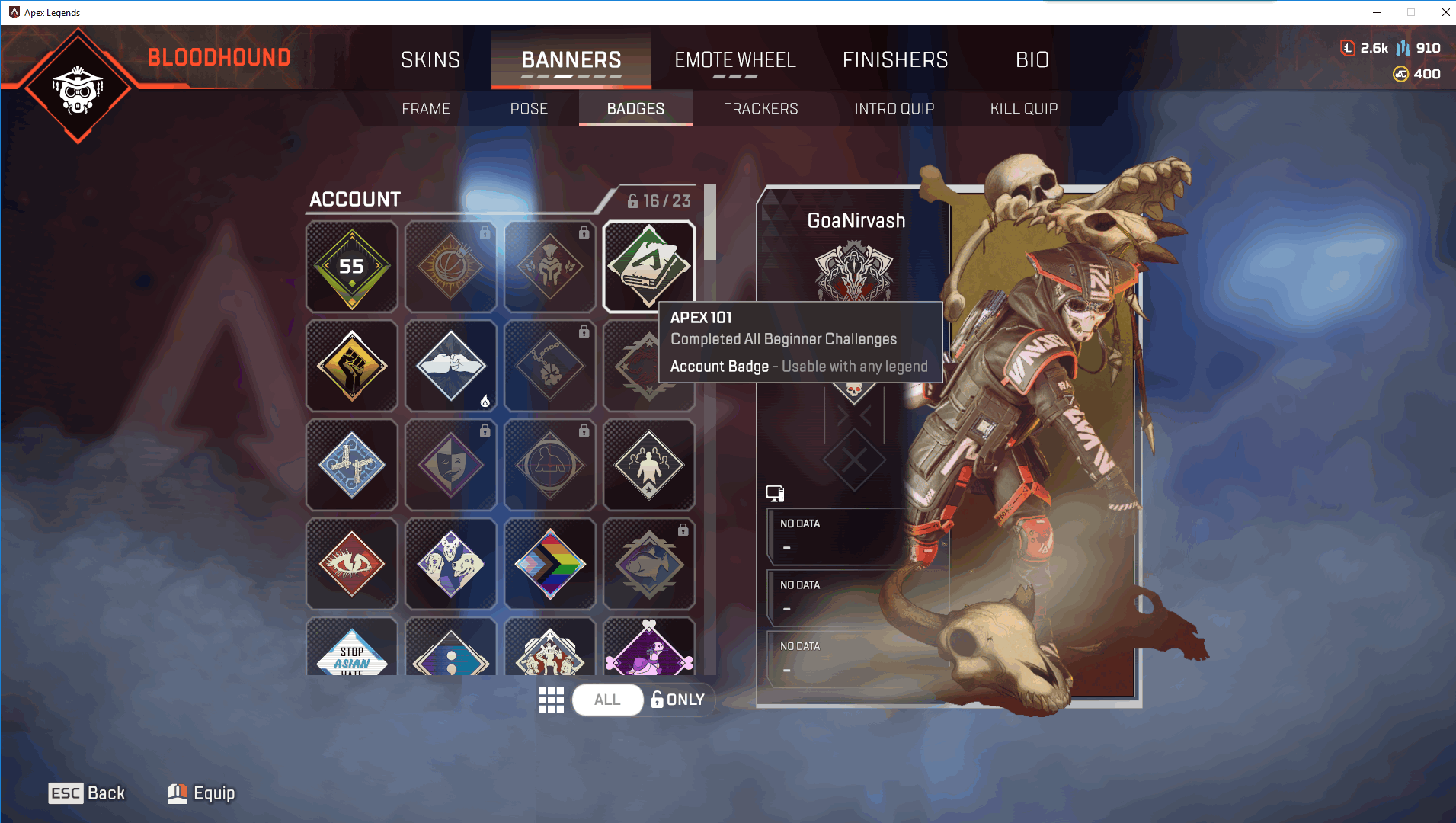 Level account 55 + legendary items 83 + Lifetime Kills 7811