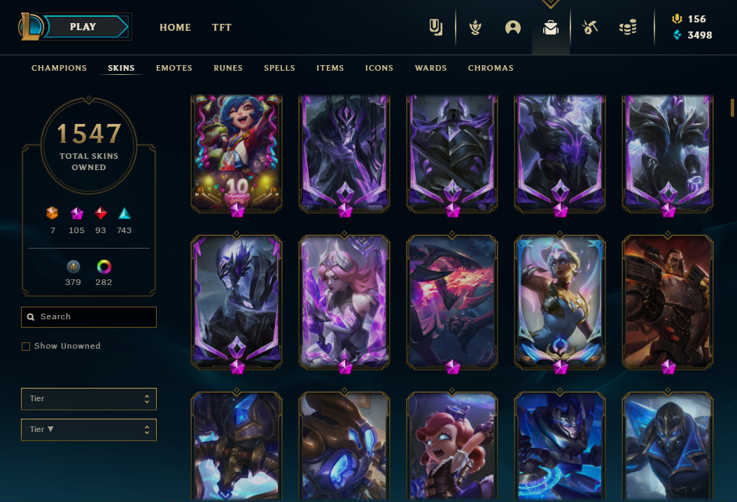 EUW / All Champs ~1600 Skins / 105+ MYTHICS / COLLECTOR ACCOUNT ...
