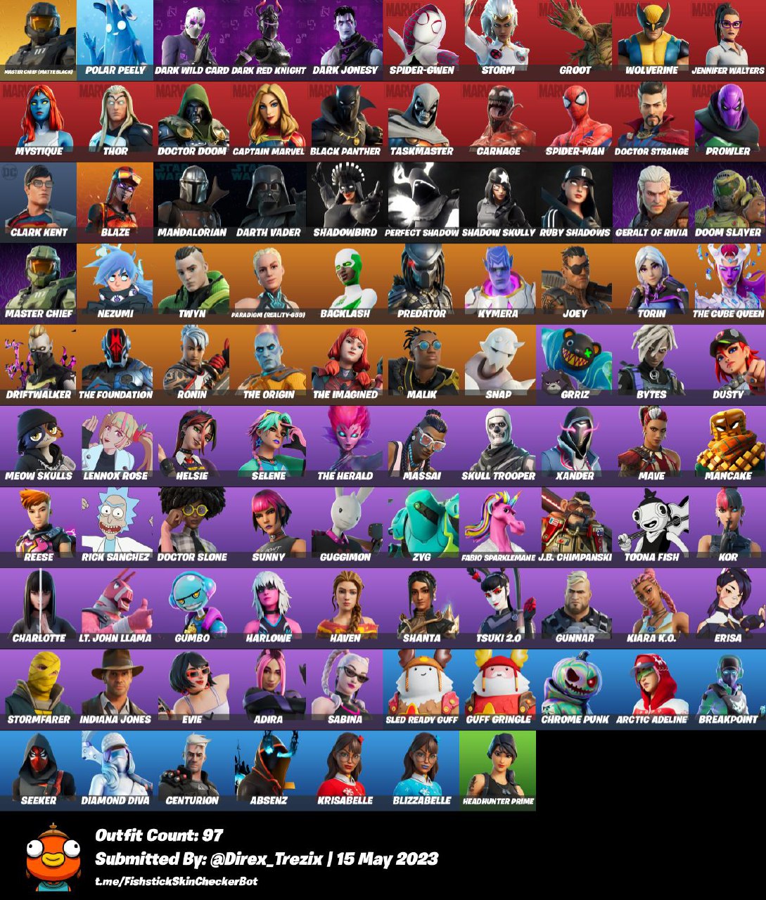 CHANGE MAIL / #94 Skins: 97 RARE: OG MASTER CHIEF/MARVEL PACK/SKULL ...