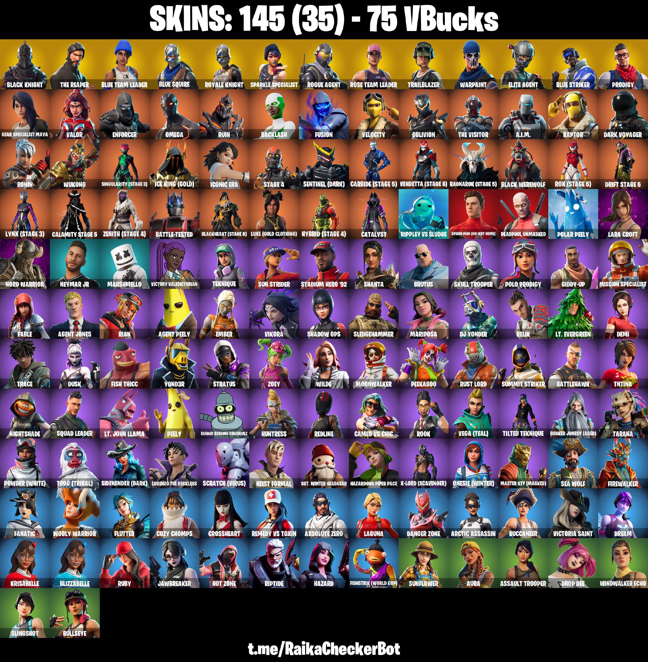 [PC/XBOX] 145 skins | OG STW | Black Knight | Aerial Assault One (AA1) | The Reaper | Blue Team Leader | Blue Squire | Royale Knight | 75 VB