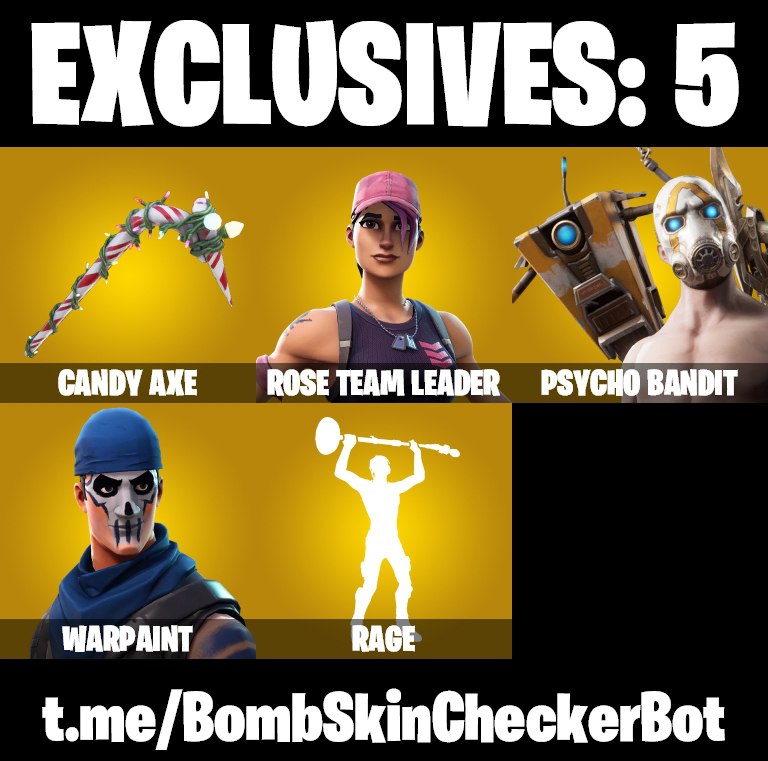 (PC) 127 SKINS // PSYCHO BANDIT // RED KNIGHT // FROSTBITE // DARK BOMBER // MOGUL MASTER // CANDY AXE // STW