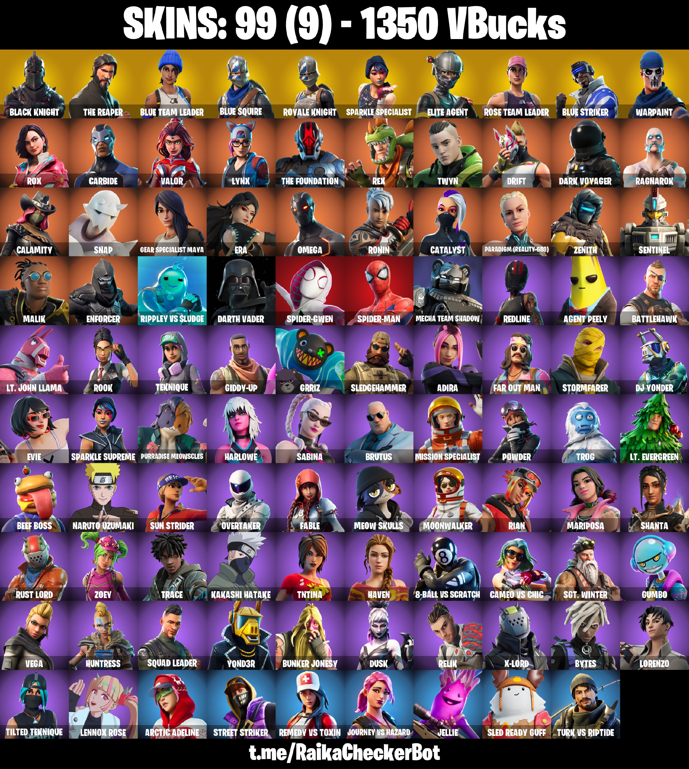[PC-XBOX] 99 skins | Black Knight - The Reaper - Blue Team Leader - Blue Squire - Royale Knight - Sparkle Specialist | OG STW | 1350 VB