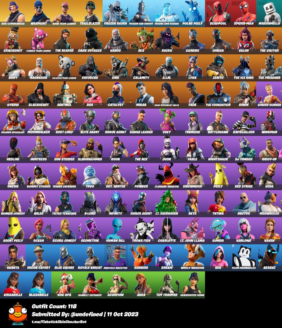 (Only PC) 120 Skins / Full Access / Blue squire / Royale Knight / The Reaper / Eltie Agent / Take the l / Midas  dv60