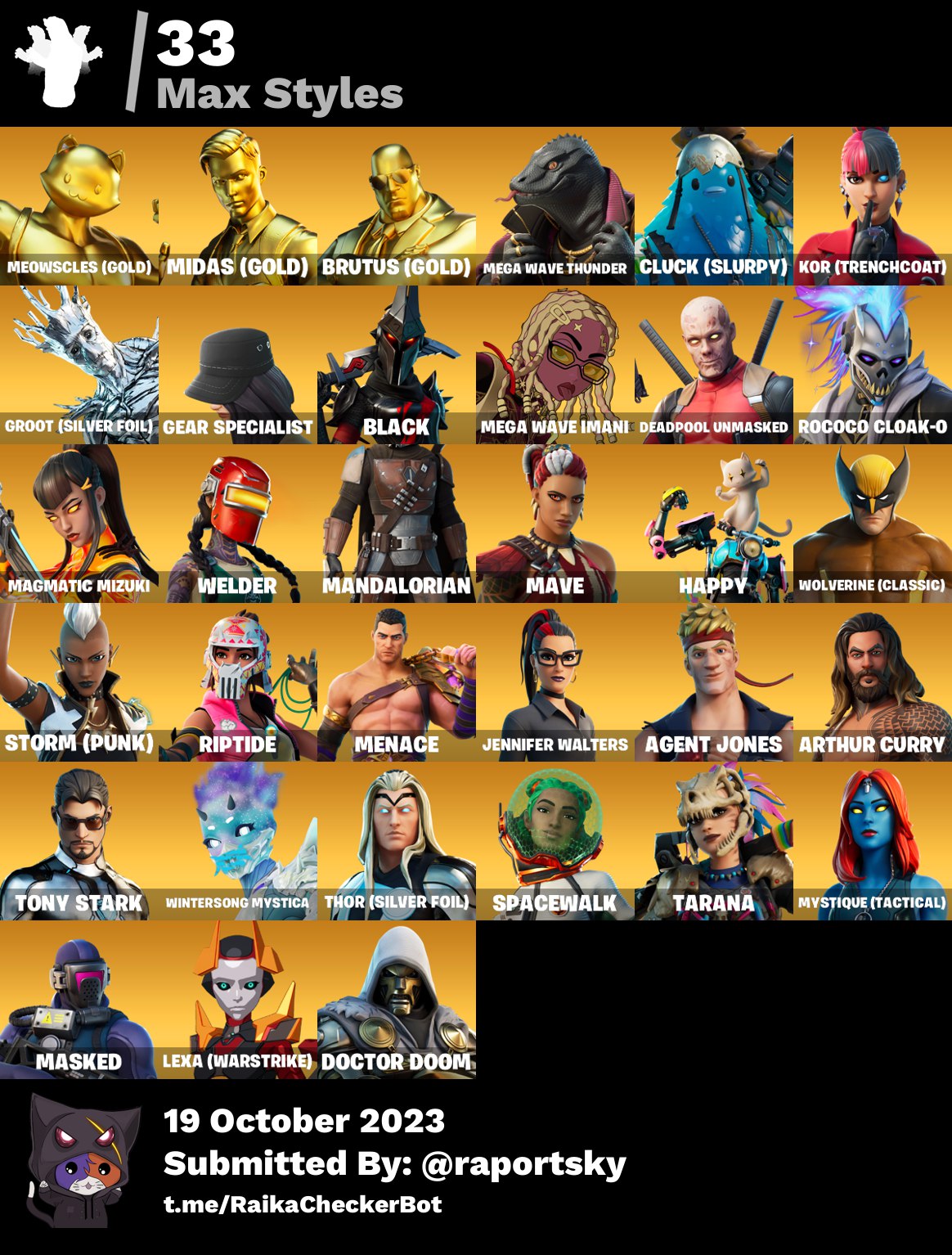 PC/XBOX] 93 skins | Travis Scott | Point Patroller | Trilogy | Eternal  Knight | Renzo the Destroyer | Midas | P.A.N.D.A Team Leader | Fade - iGV