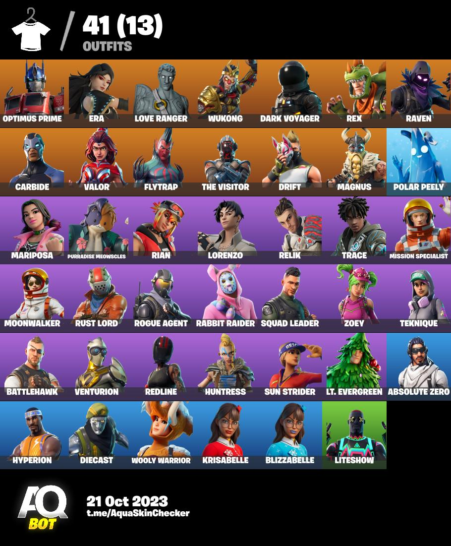 40 SKIN + 1250 V-BUCKS [PC] LOVE RANGER, DRIFT, MOONWALKER, RUST LORD ...