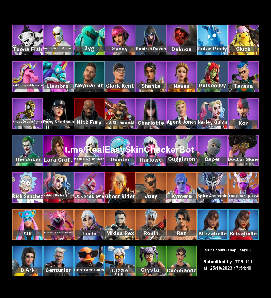 [FA] | 51 SKINS + LARA CROFT + LEVITHAN AXE + HARLEY QUINN + RICK ...