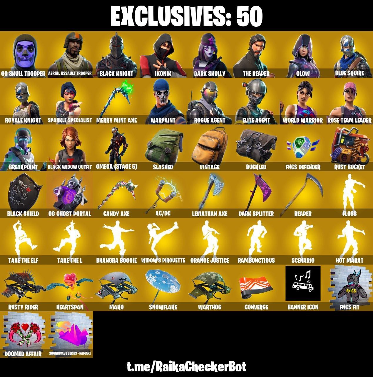 Aerial Assault Trooper + Og Skull + Black Knight + Ikonik + Glow + Dark ...