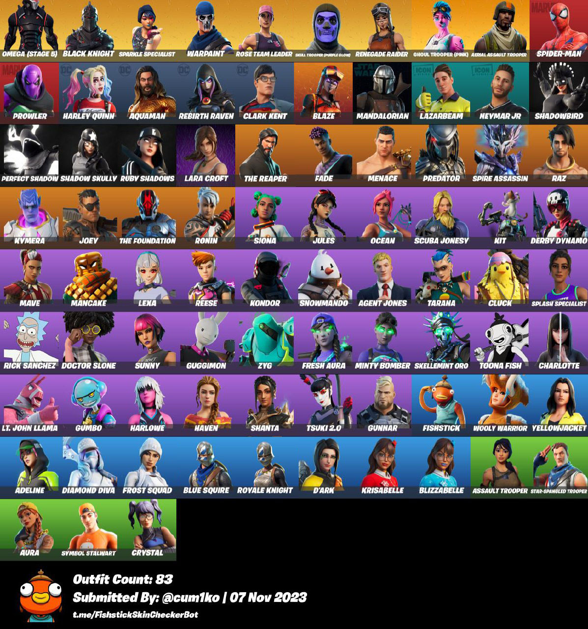 [all Platforms] 83 Skins, 4 Og Skins, Renegade Raider, Og Skull Ghoul 