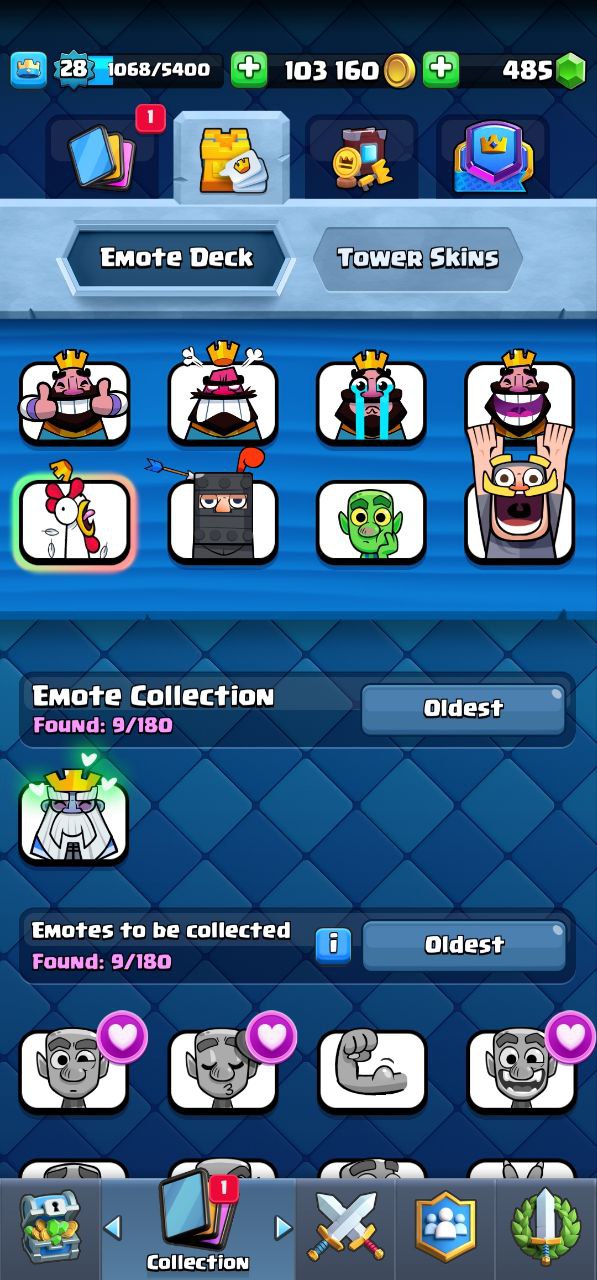 (Android/iOS) KT 10 - lvl 28 - Cards79/110 - Max Card 0 _lvl 11 card 4 /Emote 9 / skin tower  2