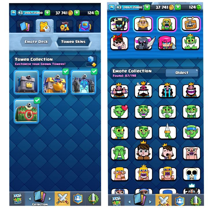 (Android/iOS) KT 14 - lvl 43 - Cards108/109 - Max Card 20 _lvl 13 card 4 /Emote 87 / skin tower 4