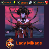 Lady Mikage Top Ninja + 42k energy + 12m silver + Toms + Rubins 