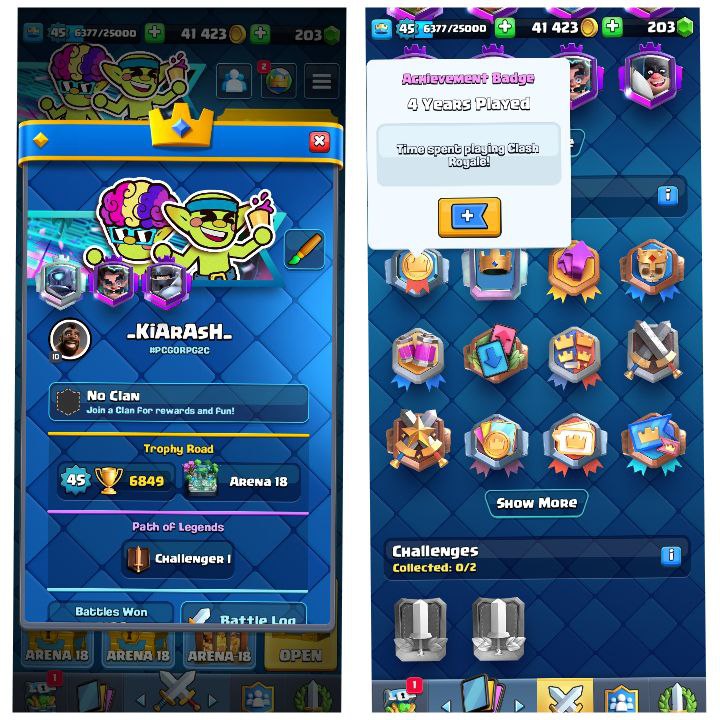 (Android/iOS) KT 14 - lvl 45 - Cards109/109 - Max Card 25  _lvl 13 card 1 /Emote 100 / skin tower 5
