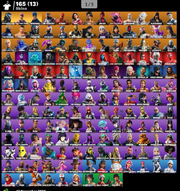 165 SKINS/MERRY MINT AXE/HUNTMASTER SABER/OG STW/ULTIMA KNIGHT/SPARKLE ...