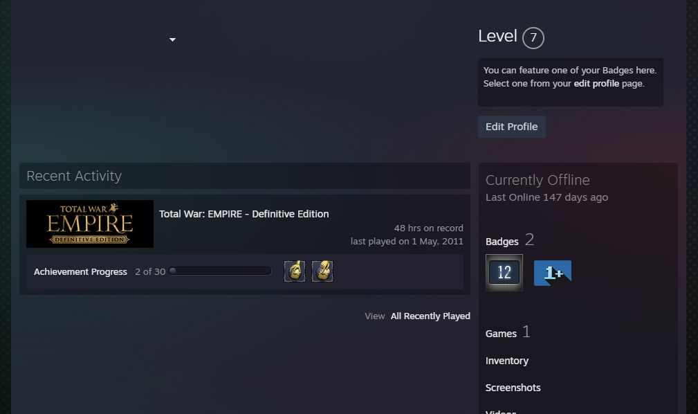 steam-account-empire-total-war-april-15-2009-reg-7-level