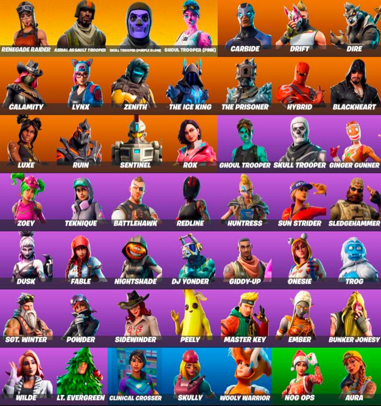 49 skins / Renegade Raider / Aerial Assault Trooper / OG Skull Trooper ...