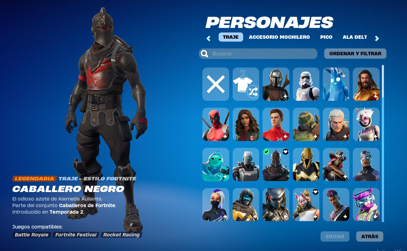 FORTNITE ACCOUNT FULL SEASON PASS SEASON 1 BLACK KNIGHT JOHN WICK