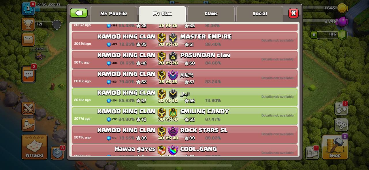 LEVEL- 11 | NAME - KAMOD KING CLAN |War Log Win- 203 : Loss- 190 | NAME CHAMGED IN PAST| Cwl League - UNRANKED  |AMAZING NAME & WAR LOG | 