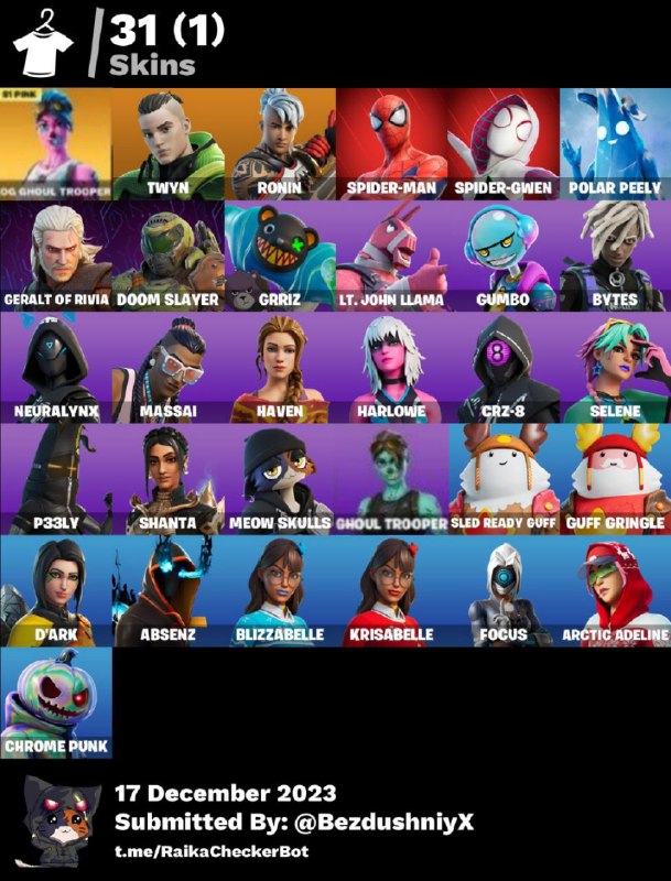 31 Skins | OG Ghoul Trooper | Spider-Man | Focus | OG ACC | Full Access ...