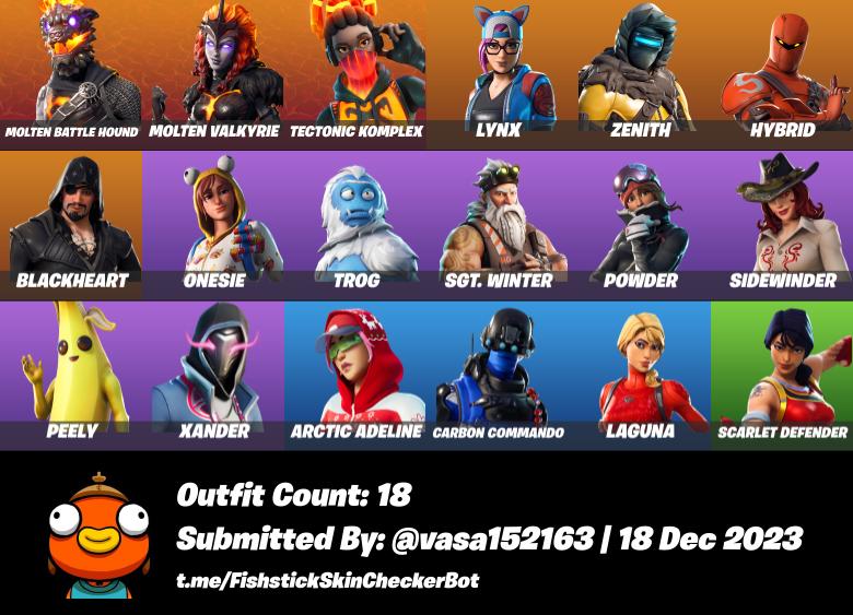 Fortinte Pvp- 18 Skins, 45 Back Bling, 27 Pickaxes, 28 Gliders - Igv