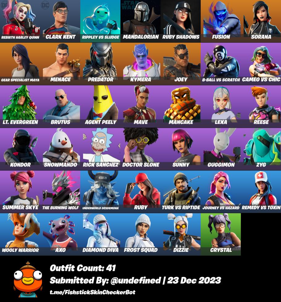 40 skins / full access / Fusion / Diamond Diva / Zyg / Rick Sanchez ...