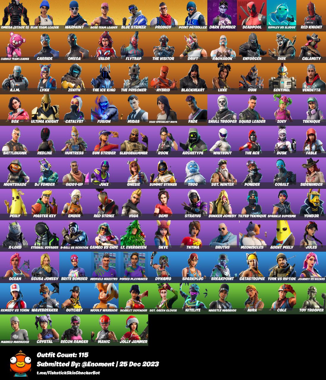 (Only PC) 115 skins | Cole Midas | Dark Bomber | Skull Trooper | Candy ...