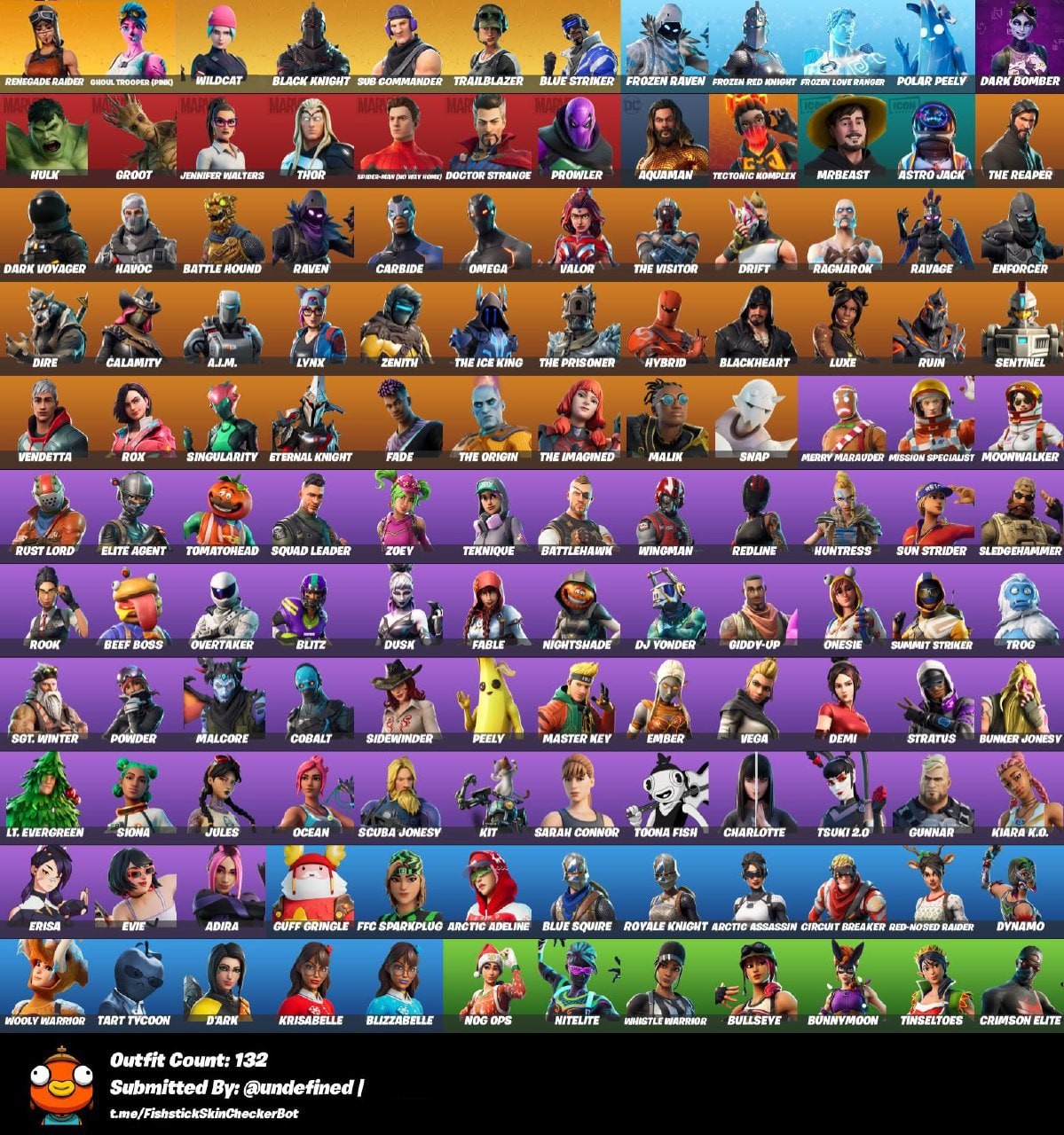 132 skins / Renegade Raider / OG Ghoul Trooper / Wildcat / Black Knight ...