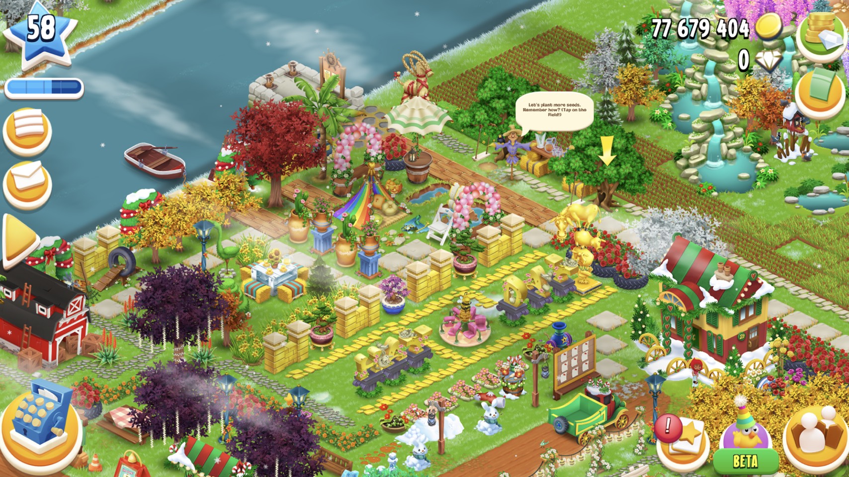 LEVEL 58 AVAILABLE 77M COINS, BARN 6150 HAS HAYDAY WORD+BEAUTIFULL - iGV