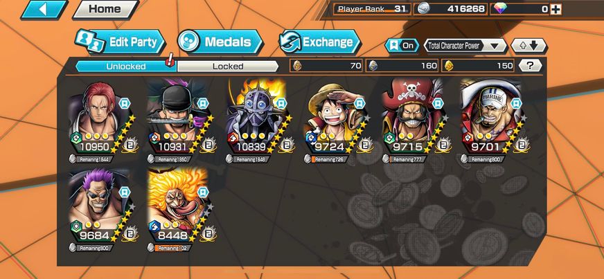 IOS+Android-7 Ex(Luffy+Shank Red+Zoro+Big Mom+Roger+Akainu+Zphyr)-Many BF-Medal Good-Support 160%