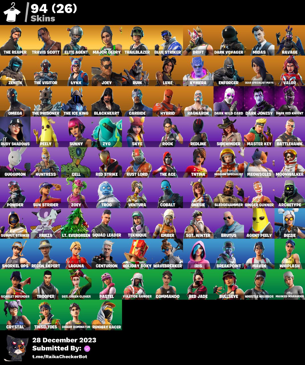  pc psn xbox 94 skins the reaper travis scott elite agent