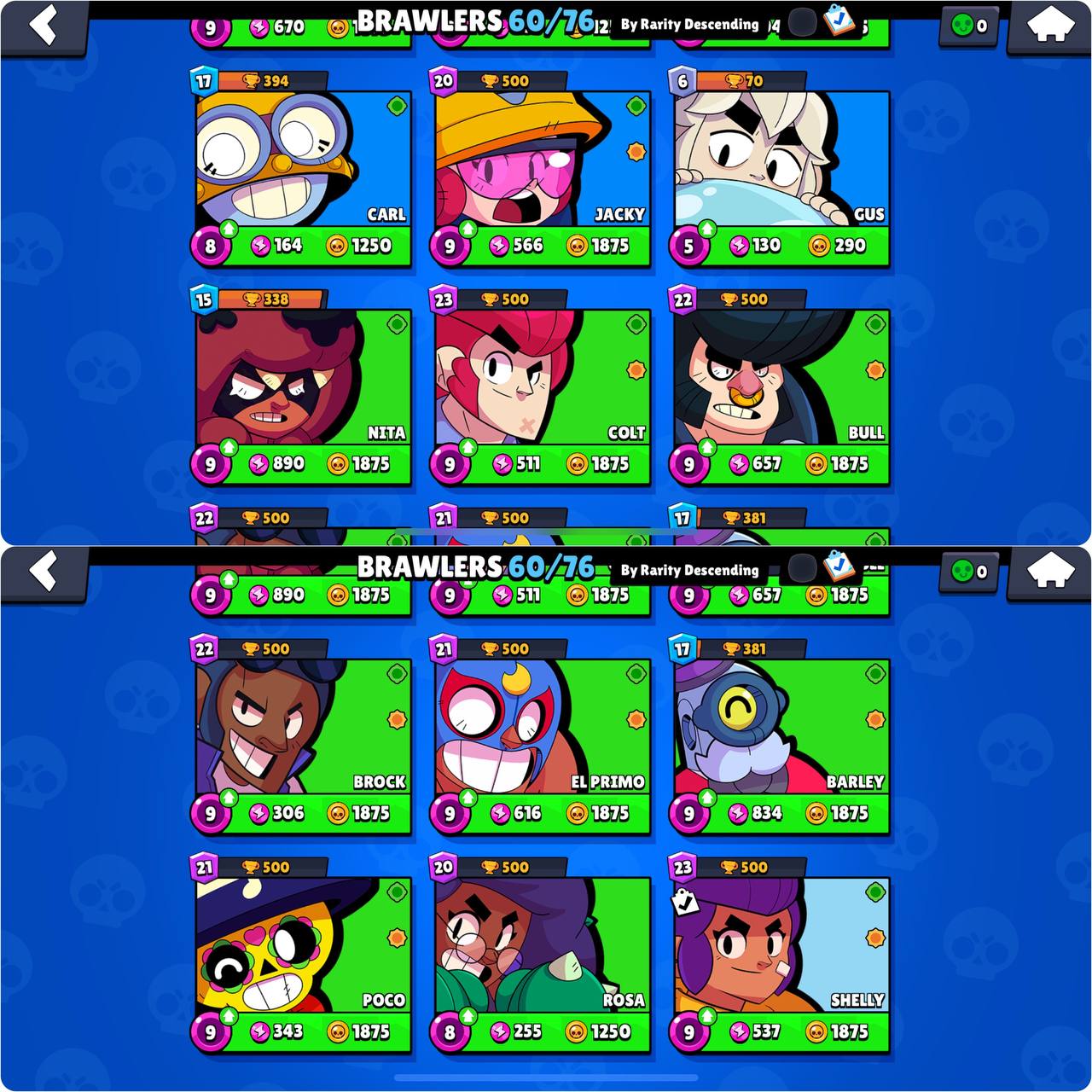 BS | 60 brawlers | 23.064 trophy | 28 skins |5 legendary | 29 brawlers  9lvl+ |1.2293 coins/22 gems | full access (iOS + Android) - iGV