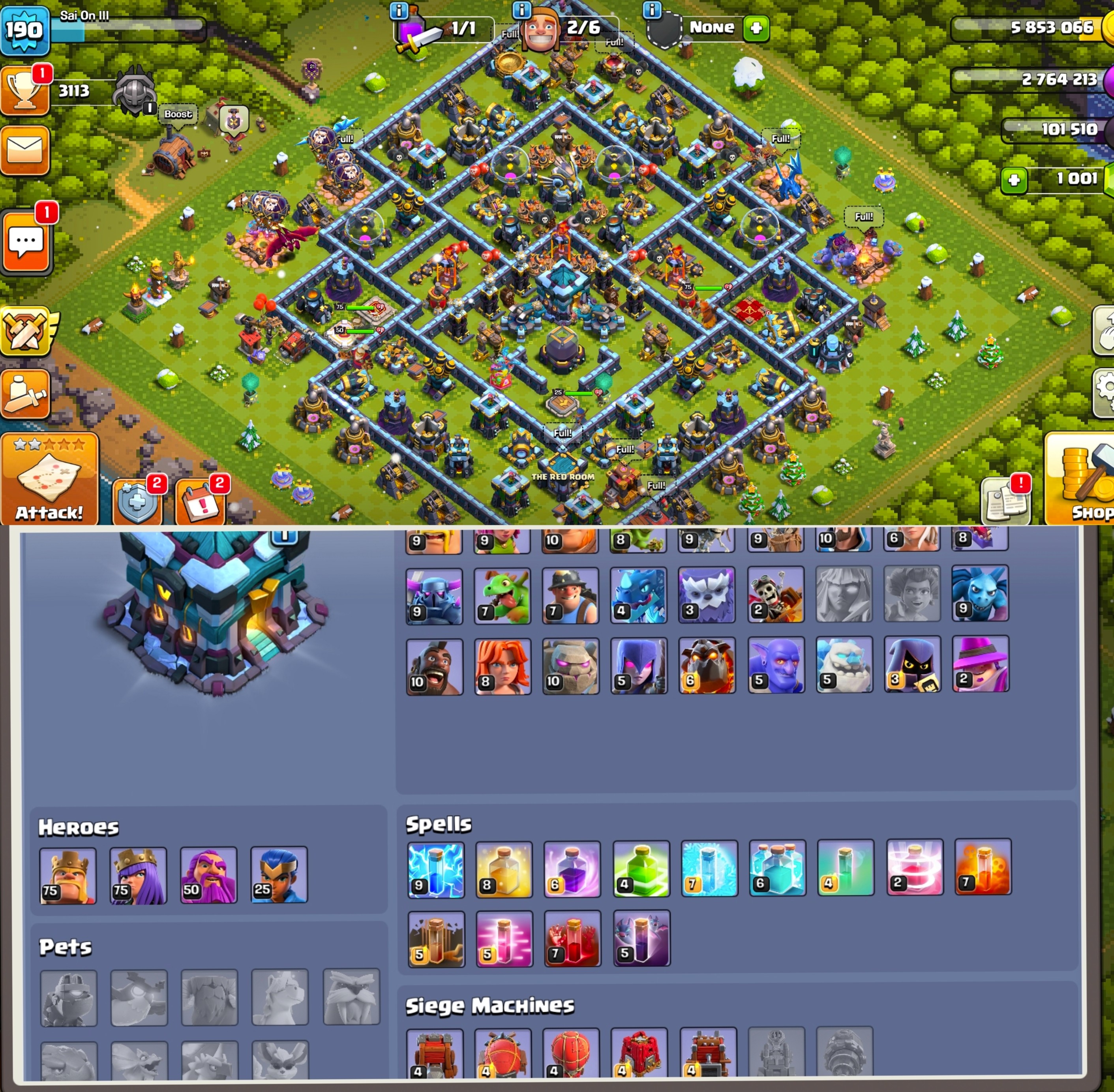 TH 13 FULL MAX !! 100% MAX !! 6TH BUILDER !! 4 HEROES SKIN !! NC FREE !!  FULL ACCESS !! MAGIC ITEMS !! CHEAP !! FAST DELIVERY - iGV