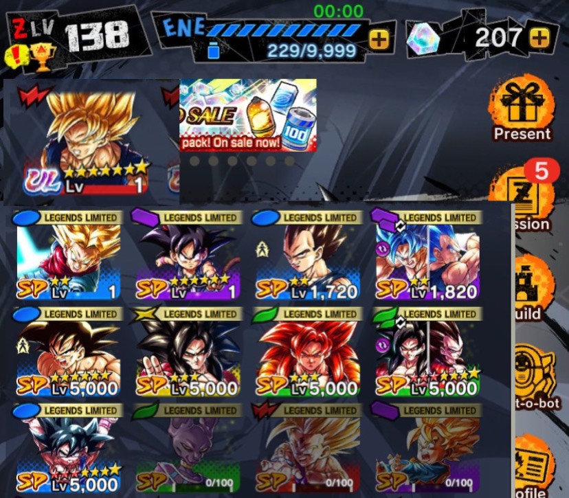 IOS+Android-Full Team GT-Legends Limited(Goku 10 bintang+Goku Youth-SS4 Gogeta+SS4 Goku)-Nice Equiment+Many Sparking good star-HL262