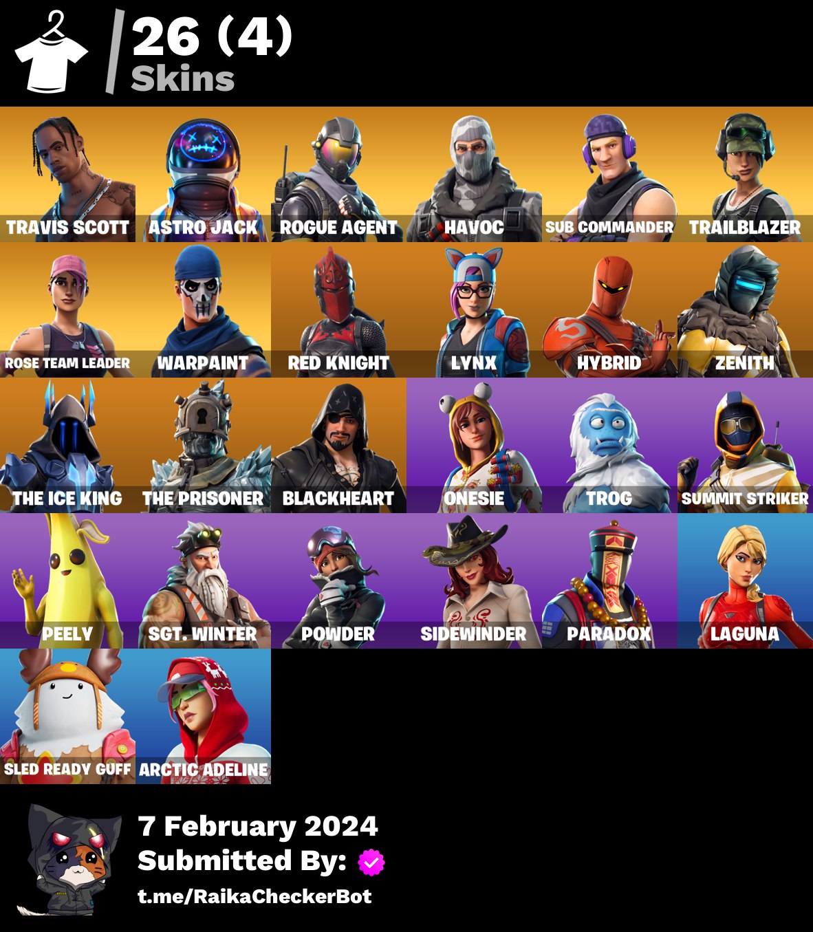 FA / 26 Skins / PSN, XBOX, NINTENDO, PC / Travis Scott, Astro Jack ...