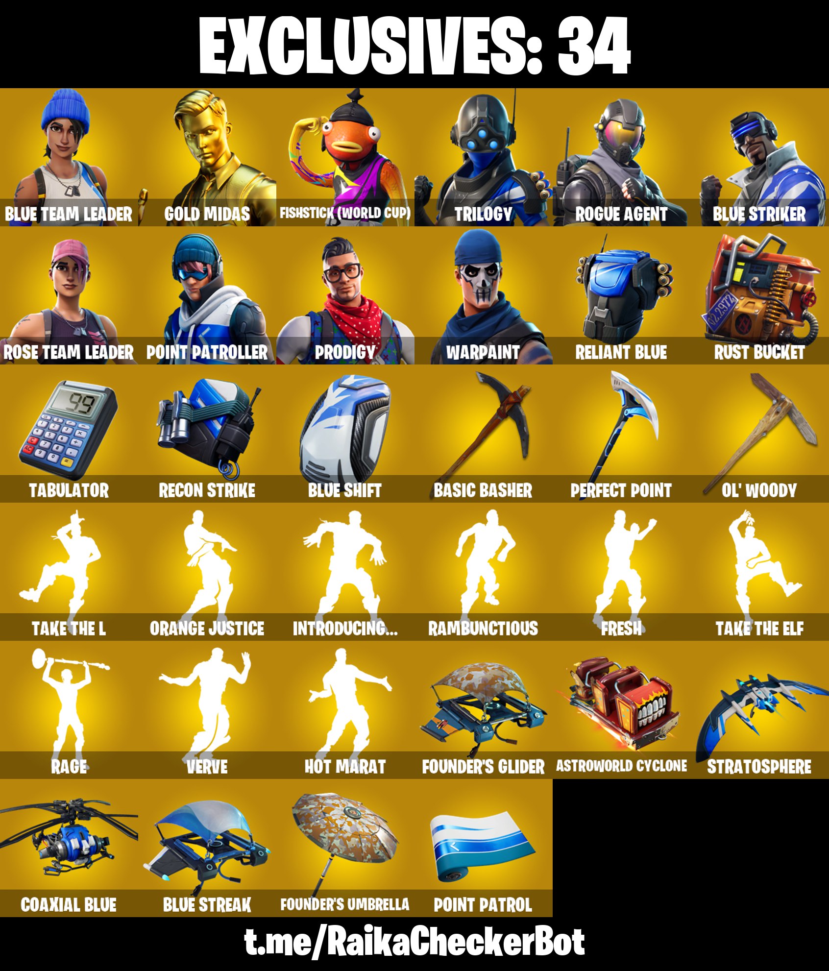 63 skins | OG STW | Blue Team Leader | Gold Midas | Fishstick (World ...