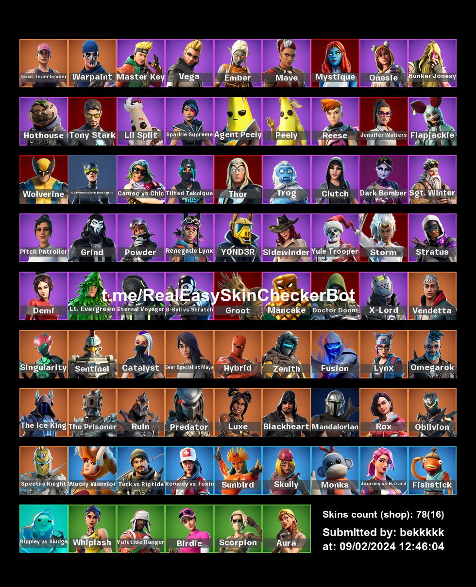 Full Access. Fortnite 78 skins . Oblivion . OG STW . Mandalorian . Spectra  knight . Catwoman . Agent Peely . Zu380 - iGV