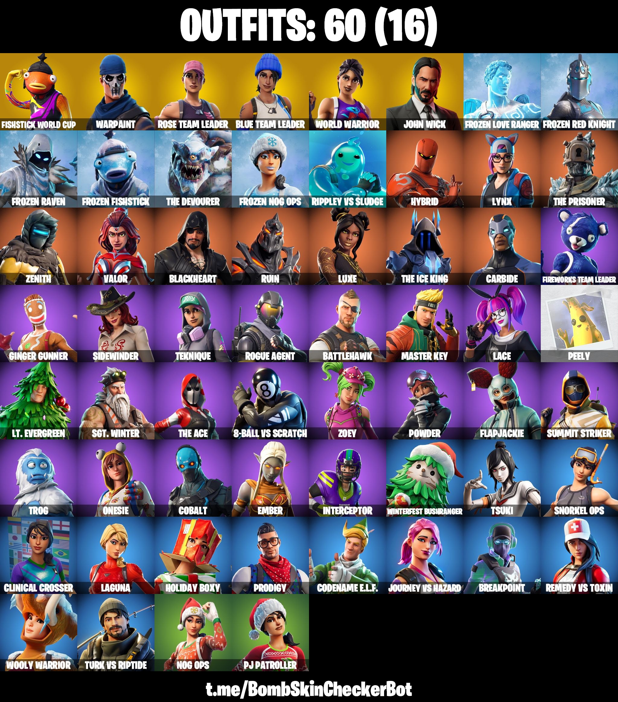 60 Skins / John Wick / Warpaint / World Warrior / Fishstick World Cup ...