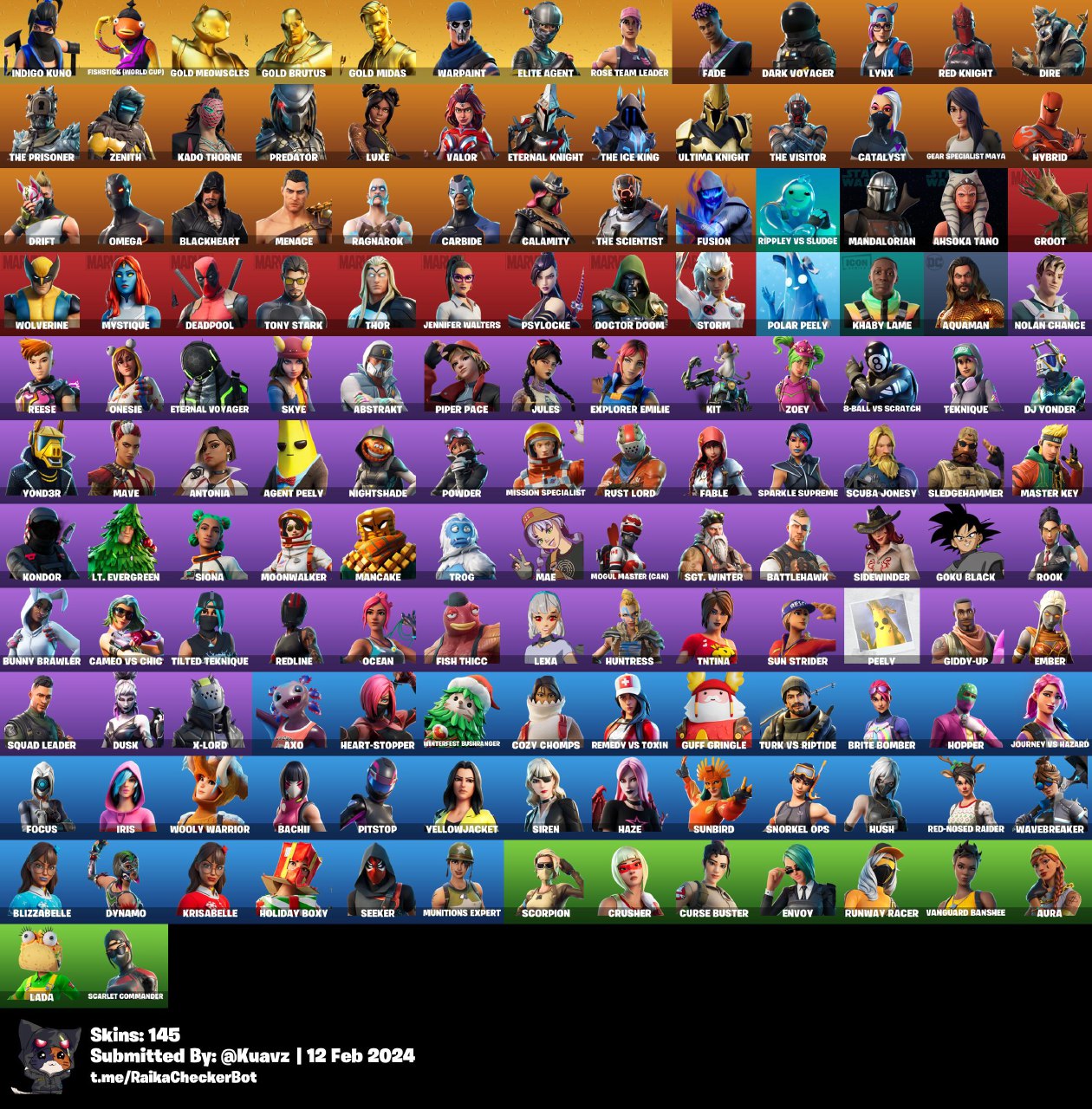 145 Skins / Renegade Raider, Og Skull Trooper, Black Knight / PSN, XBOX ...