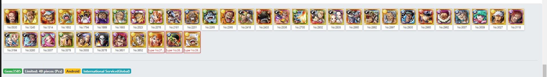 G5 Luffy-Zoro and Nami [Android] GLOBAL Best Starter lv3 Story Untouched Top Tier Characters 3580+ Gems Check Description